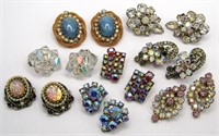 8 Pair Vintage Rhinestone Earrings