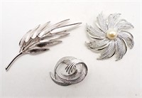 (3) SILVER TONE BROOCHES