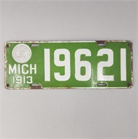1913 Michigan Porcelain License Plate 19621