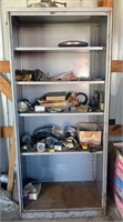 4 Shelf Metal Storage Cabinet w/ Contents