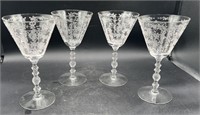 4 Cambridge Diane Clear Claret 7'' Wine Glasses