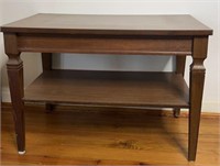 Rectangular Retro Wooden Side Table w/ Shelf