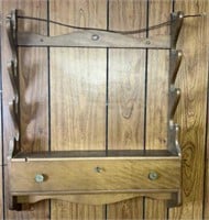 Wooden Wall Gun Rack w/ Storage Drawer
