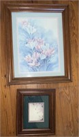 2 Framed Prints of Hummingbirds & Florals