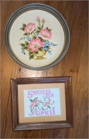 2 Framed Floral Embroidery Wall Art Pieces