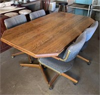 Vintage MCM Dining Table w/ Leaf & 4 Chairs