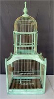Rustic Teal Wood & Wire Bird Cage