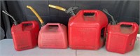 4 Gasoline Fuel Cans, Various Sizes