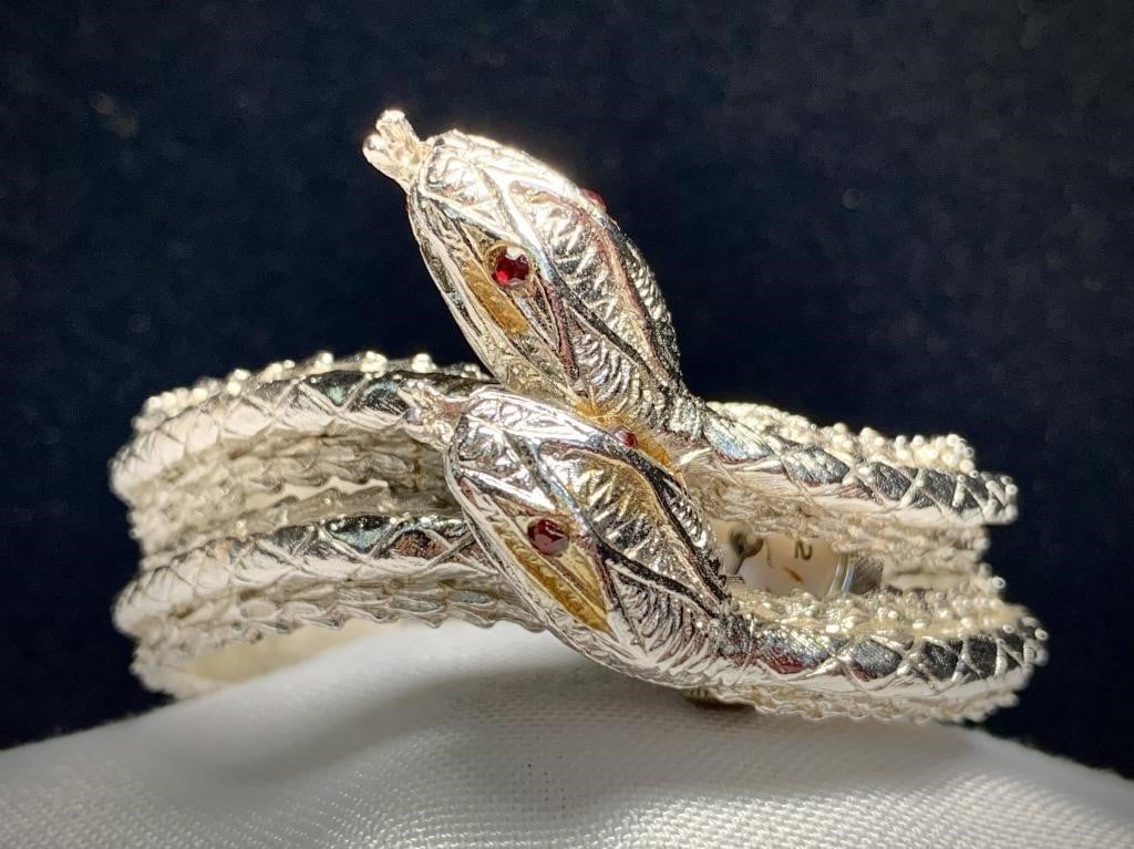 Wow Schiaparelli Double Serpent Bracelet Watch,
