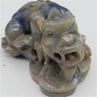 BLUE SAPPHIRE CARVED STONE DRAGON 
TESTED ON