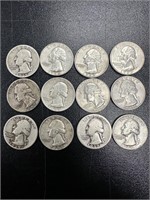 12x Silver Washington quarter coin lot