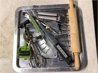 Tray of kitchen utensils