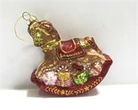 2 Pieces Glass Rocking Horse Ornament