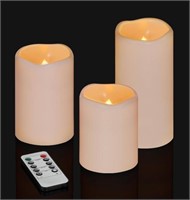 Flameless Candles 4" 5" 6" Set of 3 Ivory