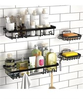 Wall adhesive shower caddy in black metal