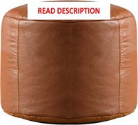 Genuine Cowhide Leather Pouffe 20x20x16 Tan
