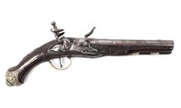 Ornate Silver Mounted Flintlock Pistol