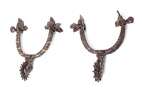 Spanish Colonial Gold & Iron Chiseled Spurs, Circa