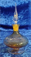 VINTAGE HAND BLOWN AMBER GLASS PERFUME BOTTLE