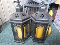 2 Battery Operated Candle Lanterns 13" Tall