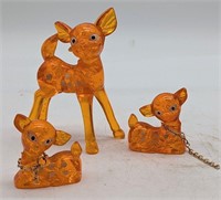 Mid Century Orange Plastic Deer Statues