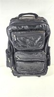 GUC Small Black Leather Rolling Luggage Bag
