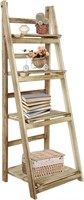 Wooden Ladder Shelf 4 Tier Bookshelf