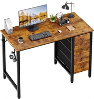 Lufeiya 40in Desk  4 Drawers  Small Space  Rustic