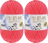 2 Rolls Soft Milk Cotton Yarn (25 Peach Pink)