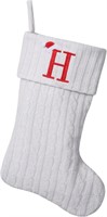 19.5 White Knit Xmas Stocking (H)