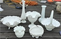 Milk Glass Compotes and Basket