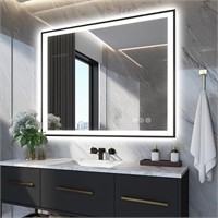 EchosLife 40x32 LED Black Anti-Fog Mirror