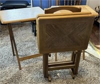 4 - Wood TV Trays with Stand