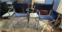 2 - Folding Chairs with Side Tables