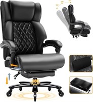 Large Computer Desk Chair with Footrest Black