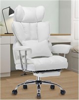 Big and Tall Office Chair, PU Leather White