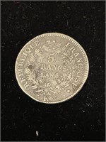 France Lan 5 Francs 1796-97 Silver Coin
