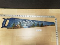 awesome hand Painted Saw, Trees, Water