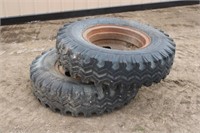 (2) 9.00-20 truck tires on rims
