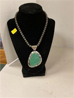 Sterling Turquoise Pendant Necklace