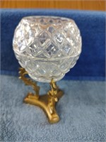 Royal Irish Crystal Votive Candle Holder Brass