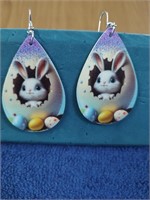 Easter Bunny Earrings - 2" - NIP