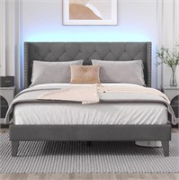 Queen Size Bed Frame with LED Lights