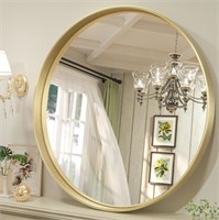 TETOTE Gold Round Mirror for Bathroom, 36"