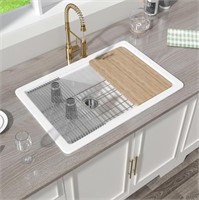Miuara White Kitchen Sink Drop In 33 x 22 Inch
