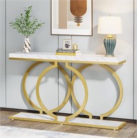 Gold Console Table, 55 inch Faux Marble