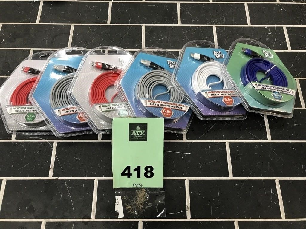 Lot of 6 Micro USB charging Cables 6.5 ft