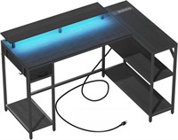L Shaped Gaming Desk with Power Outlet