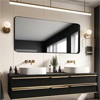 Growsun 55x28 inch Bathroom Mirror Black