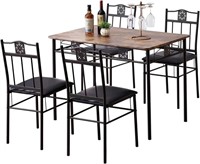 VECELO Dining Table Set with 4 Chairs